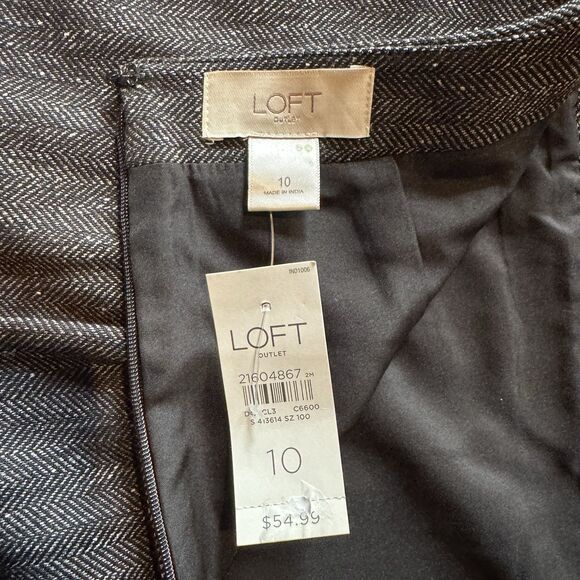 NWT Loft Pencil Skirt Womens Size 10 Brown Tweed Straight Lined NWT - Picture 5 of 12